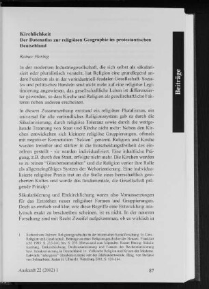 Kirchlichkeit : Der Datenatlas zur religiösen Geographie im protestantischen Deutschland