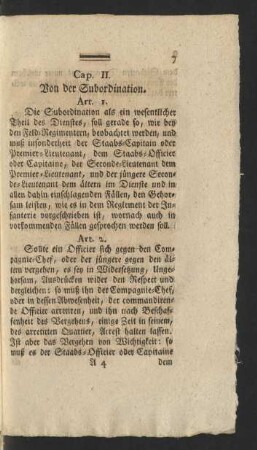 Cap. II. Von der Subordination.