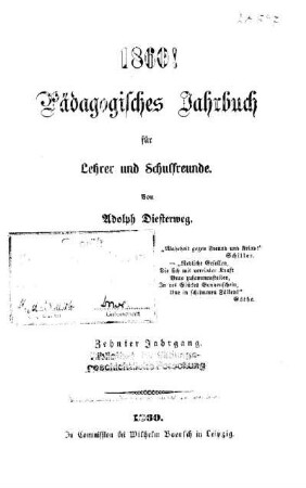 10: Pädagogisches Jahrbuch für Lehrer und Schulfreunde - 10.1860