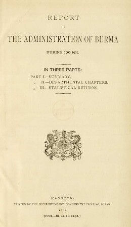 1900/01: Report on the administration of Burma