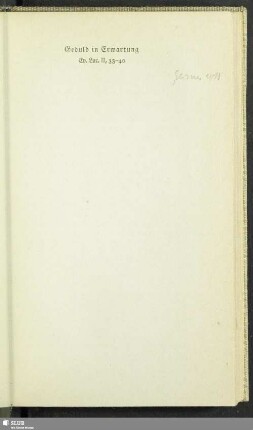 Geduld in Erwartung : Ev. Luc. II, 33-40