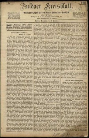 Ausgabe vom Samstag, den 01. Januar 1876.