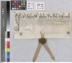 Nieder-Beerbach: Originalverleihung Johann Eustachius v. und zu Frankenstein, als Inhaber des Stammhauses Frankenstein und wahrer Collator über di...