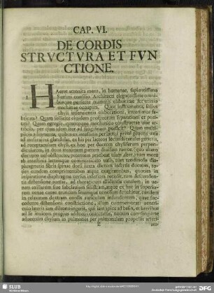 Cap. VI. De Cordis Structura Et Functione