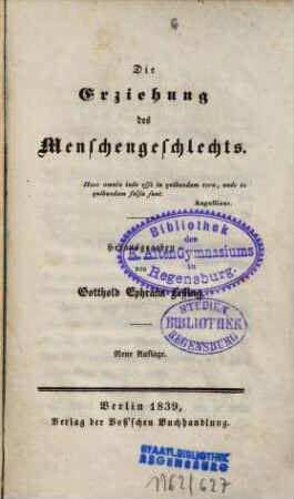Die Erziehung des Menschengeschlechts