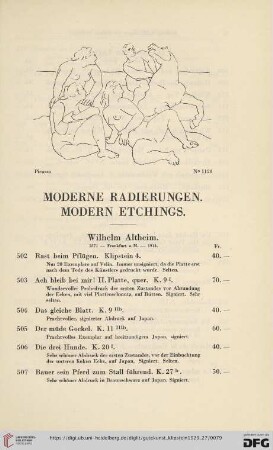 Moderne Radierungen. Modern etchings (Nr. 502-1310)
