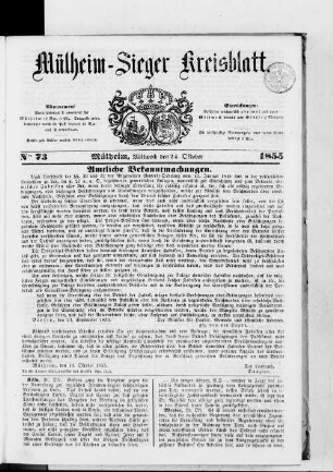 Mülheim-Sieger Kreisblatt. 1855-1855