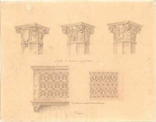 Bürklein, Eduard; Verona (Italien); Reisestudie - Kapitelle u. Balkonbrüstungen (Ansichten, Details)
