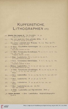 Kupferstiche, Lithographien etc. [Nr. 574-711]