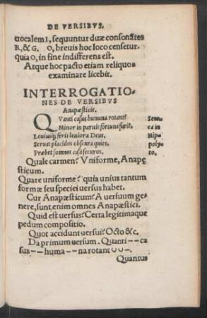 Interrogationes De Versibus Anapaesticis.