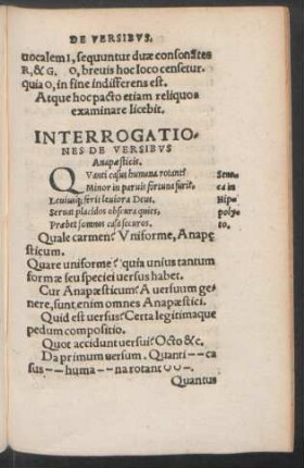 Interrogationes De Versibus Anapaesticis.