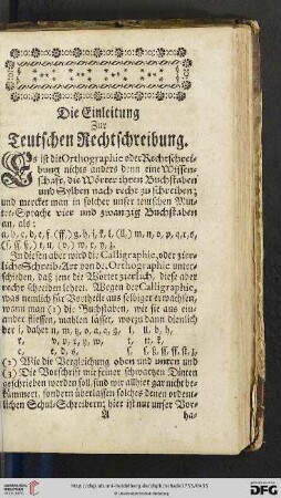 Die Einleitung zur Teutschen Rechtschreibung