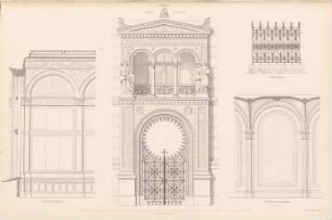 Dorotheenstädtische Realschule und Friedrich-Werdersches Gymnasium, Berlin: Gymnasium: Portalansicht, Details (aus: Atlas zur Zeitschrift für Bauwesen, hrsg. v. G. Erbkam, Jg. 28, 1878)