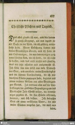 Christliche Pflichten und Tugend