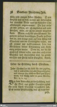 Ueber die Erlösung durch Christum