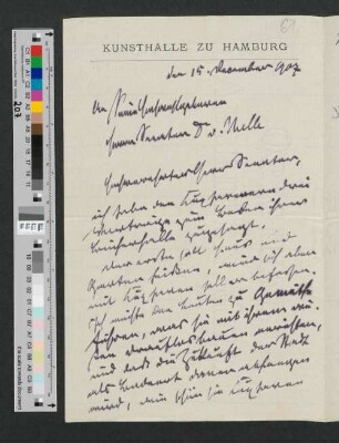 Brief an Werner von Melle