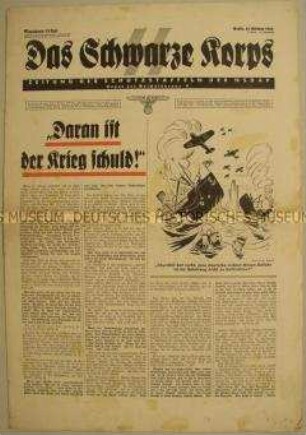 Wochenzeitung der SS "Das Schwarze Korps" u.a. zur Umsiedlung der deutschstämmigen Bevölkerung aus dem sowjetisch besetzten Polen