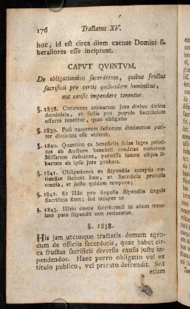 176-182, Caput Quintum. De obligationibus sacerdotum, quibus fructus sacrificii...