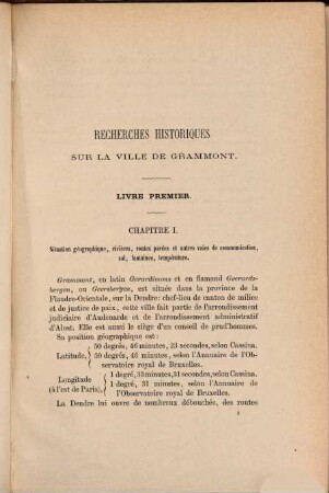 Recherches historique sur la ville de Grammont en Flandre : Par Aug. de Portemont, I