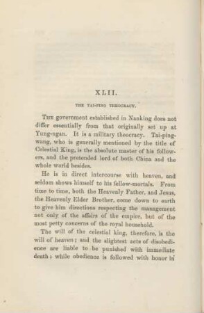 XLII. The Tai-Ping theocracy