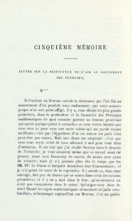 Cinquième mémoire