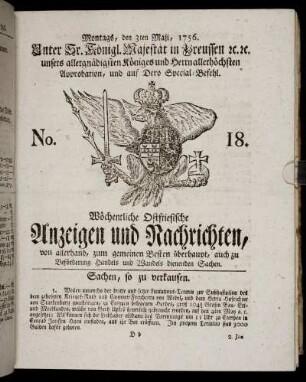 No. 18. Montags, den 3ten Maji, 1756.