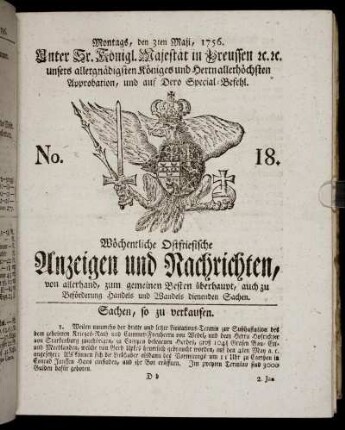 No. 18. Montags, den 3ten Maji, 1756.