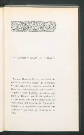 La inmortalidad de Horacio