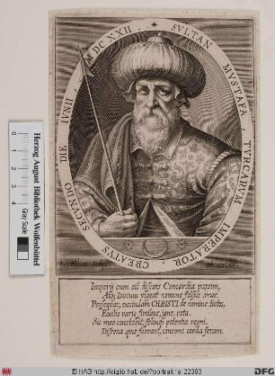 Bildnis Mustafa I., Sultan der Türkei (reg. 1617/18 u. 1622/23)