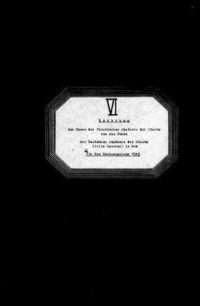 Rechnungsbuch für den Fonds der Villa Massimo 1943