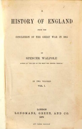 A history of England from the conclusion of the great war in 1815, 1