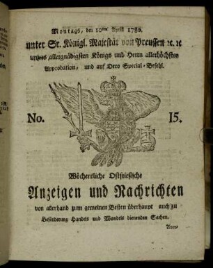 No. 15. Montags, den 10ten Aprill 1780.
