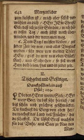 II. Tischgebet und Gesänger.