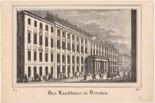 Das Landhaus in der Landhausgasse in Dresden, Blick nach Nordwesten, aus der Zeitschrift Saxonia 1834/1835