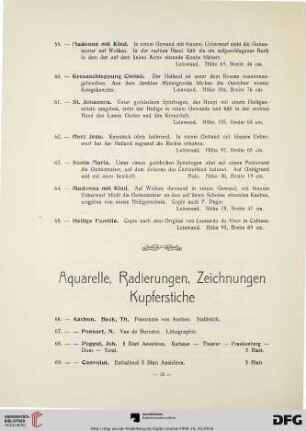 Aquarelle, Radierungen, Zeichnungen, Kupferstiche (Nr. 66-163)