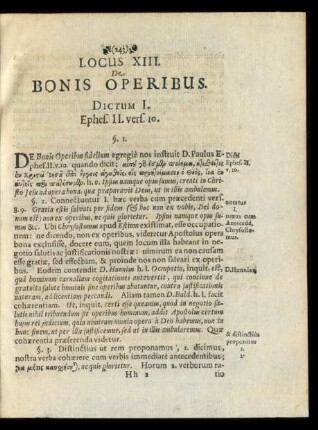 Locus XIII. De Bonis Operibus