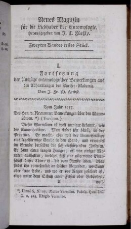 Zweyten Bandes erstes Stück.