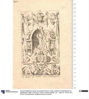 Folge: grotteske Hochfüllungen mit Götterfiguren. Blatt 1 bez: Rous. Florén. Inuentor. Erfinder: Leonard Thiry, Stecher: R. Boyvin.