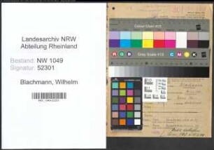 Entnazifizierung Wilhelm Blachmann , geb. 30.05.1903 (Verwaltungsangestellter)