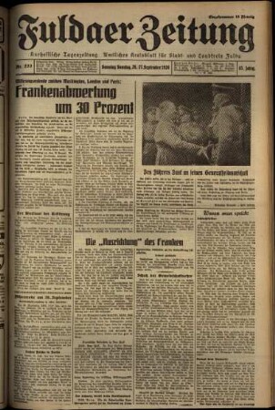 Erste Ausgabe vom Sonntag, den 27. September 1936.