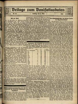 Zweite Ausgabe vom Sonntag, den 11. Mai 1913.