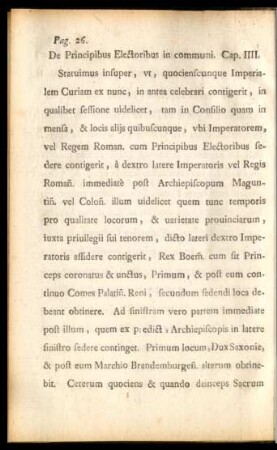 De Principibus Electoribus in communi. Cap. IIII.