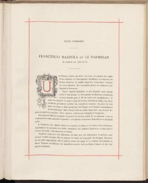 Francesco Mazzola dit le Parmesan. Né a Parme en 1503. - Mort en 1540