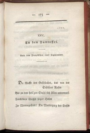 XXV. An den Pantoffel.