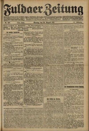Erste Ausgabe vom Montag, den 16. August 1915.