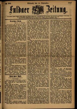 Ausgabe vom Mittwoch, den 14. September 1887.