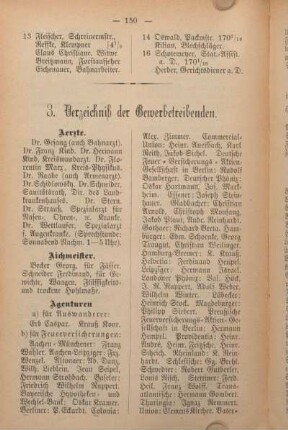 Verzeichniß der Gewerbetreibenden
