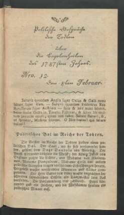 Nro. 12. den 8ten Februar