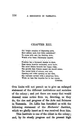 CHAPTER XIII. - Institutions, etc. of Hobarton