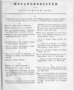 Monatsregister vom September 1841